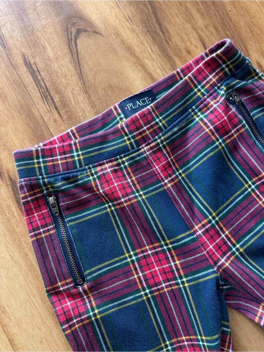 Place Girls Plaid Ponte Leggings in Navy, Red & Yellow